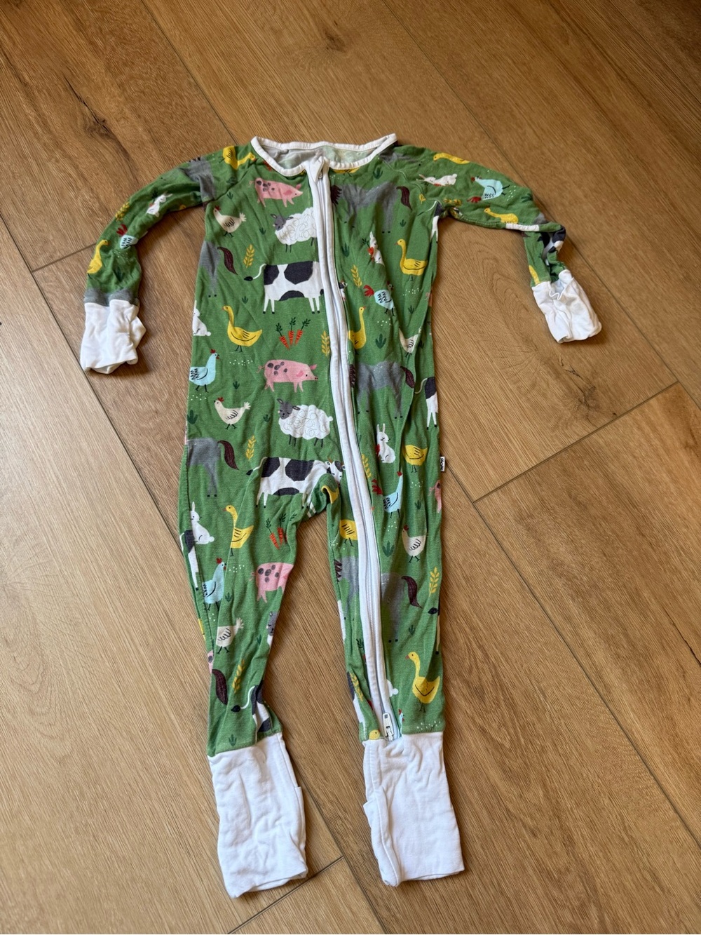 Little Sleepies Green Farm Animal Print One-Piece Sleepwear